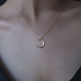 Foxanry Minimalist Silver Chain Necklace with Moon Pendant