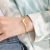 Foxanry Minimalist Silver Charm Bracelet Wave Irregular Geometric Bride Jewelry