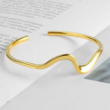 Foxanry Minimalist Silver Charm Bracelet Wave Irregular Geometric Bride Jewelry