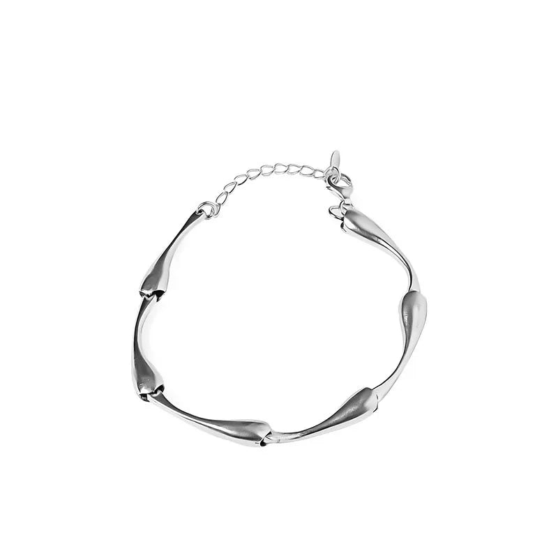 Foxanry Silver Couples Bracelets Water Drop Geometric Party Accessories