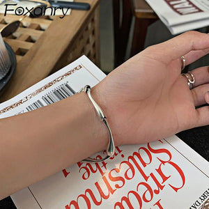 Foxanry Silver Couples Bracelets Water Drop Geometric Party Accessories