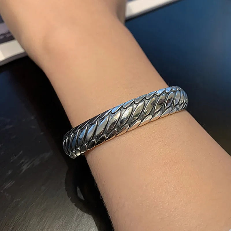 Foxanry Silver Punk Bracelet Thai Silver Jewelry Vintage Party Accessories