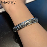 Foxanry Silver Punk Bracelet Thai Silver Jewelry Vintage Party Accessories
