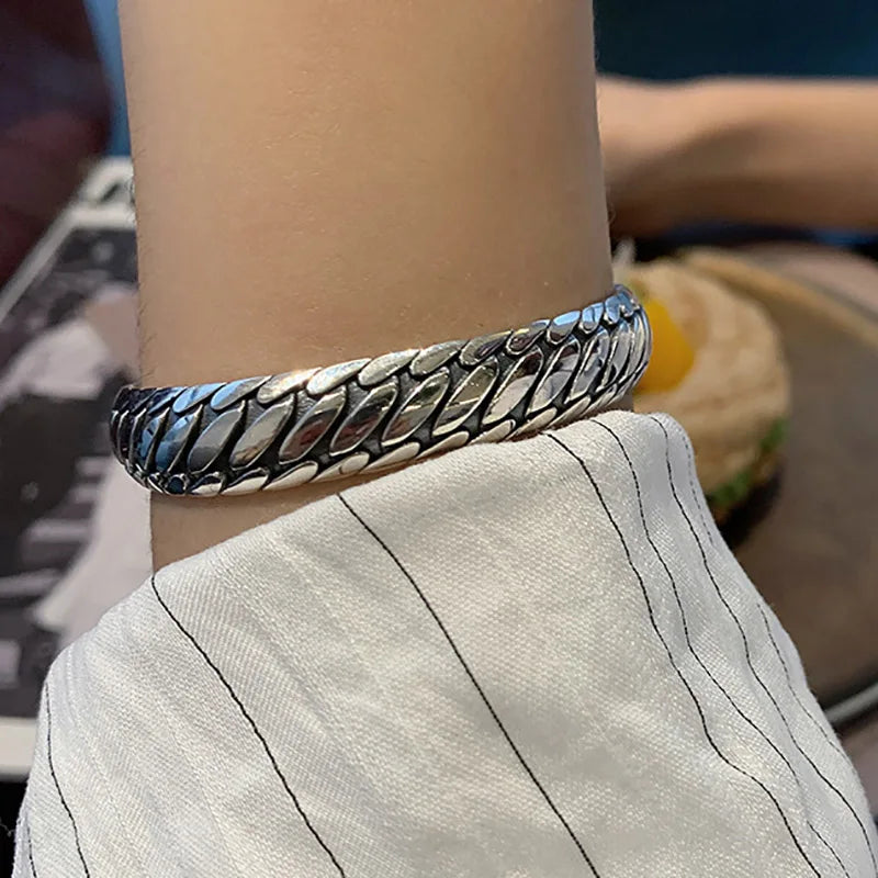 Foxanry Silver Punk Bracelet Thai Silver Jewelry Vintage Party Accessories
