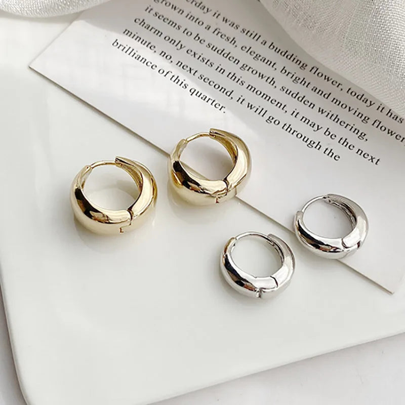 Foxanry Minimalist Silver Stud Earrings for Women Plated Bride Jewelry