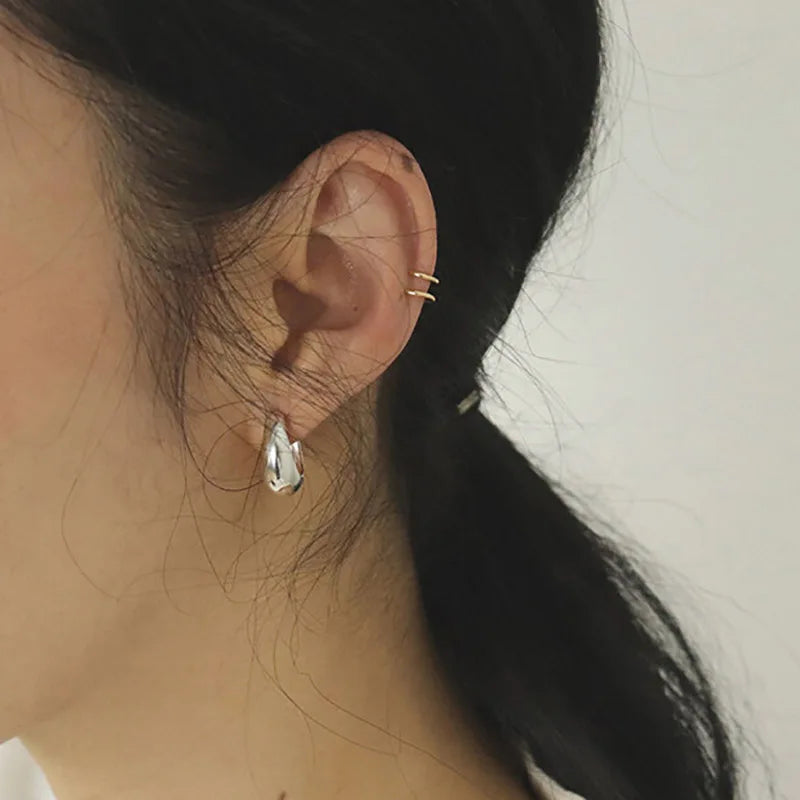Foxanry Minimalist Silver Stud Earrings for Women Plated Bride Jewelry