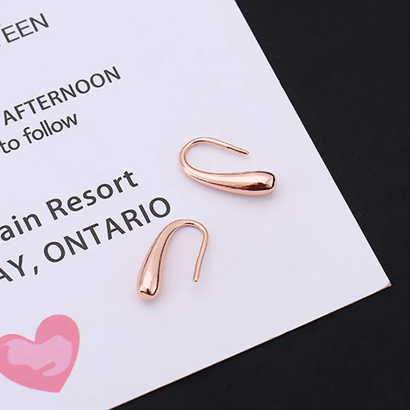 Foxanry Minimalist Silver Stud Earrings for Women Rose Plated Jewelry
