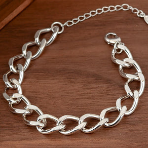 Foxanry Silver Thick Chain Bracelets for Women