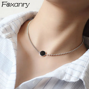 Foxanry Minimalist Stamp Splicing Chain Necklace Punk Vintage Pendant