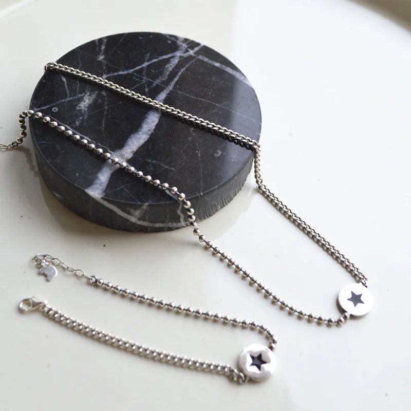 Foxanry Minimalist Stamp Splicing Chain Necklace Punk Vintage Pendant