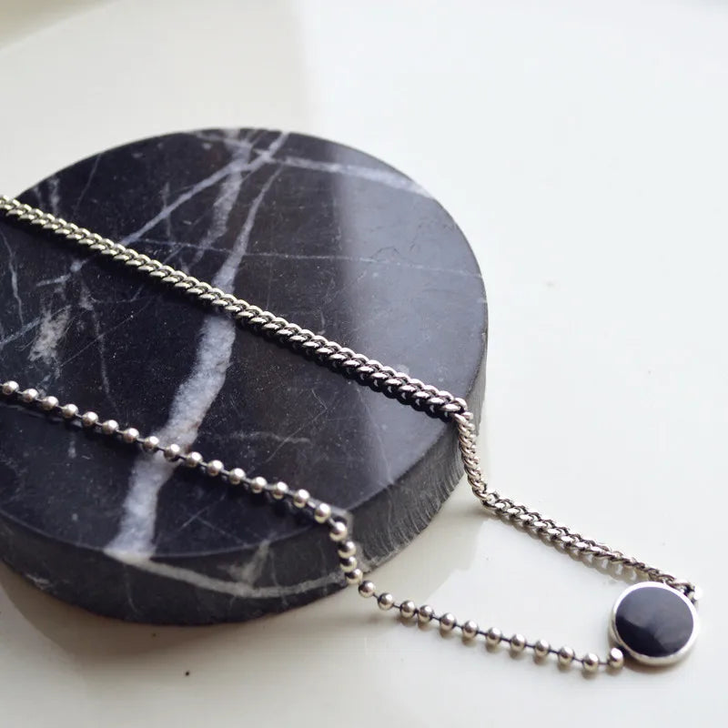 Foxanry Minimalist Stamp Splicing Chain Necklace Punk Vintage Pendant