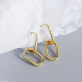 Foxanry Prevent Allergy Silver Earrings for Women Geometric Ellipse U-Shape