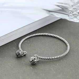 Foxanry Silver Bell Cuff Bangle Bracelet Weave Party Jewelry for Women