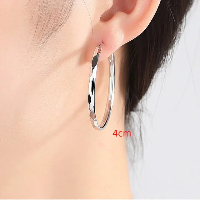 Foxanry Silver Circle Stud Earrings for Women Party Jewelry