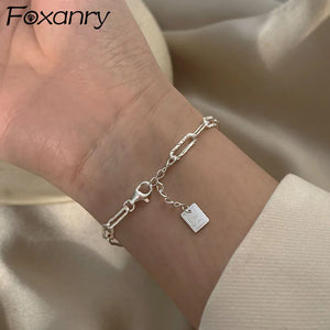 Foxanry Silver Bracelet Sparkling Chain Bride Jewelry