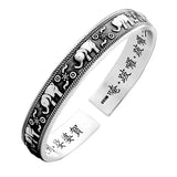 Foxanry Silver Bracelet Vintage Elephant Pattern Thai Silver Bangles