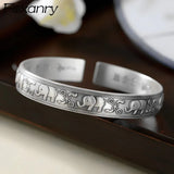 Foxanry Silver Bracelet Vintage Elephant Pattern Thai Silver Bangles