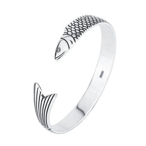 Foxanry Silver Fish Bracelet Vintage Punk Bangle Party Jewelry