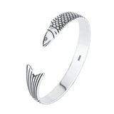 Foxanry Silver Fish Bracelet Vintage Punk Bangle Party Jewelry