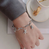 Foxanry Silver Bracelet Vintage Creative Pony Flowers Party Jewelry
