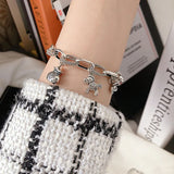 Foxanry Silver Bracelet Vintage Creative Pony Flowers Party Jewelry