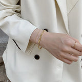 Foxanry Silver Geometric Multi-layer Bracelet for Women