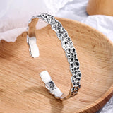 Foxanry Silver Bracelet for Women Hip Hop Vintage Irregular Surface