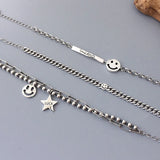 Foxanry Silver Bracelet for Women Charm Star Smiley Party Jewelry