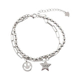 Foxanry Silver Bracelet for Women Charm Star Smiley Party Jewelry