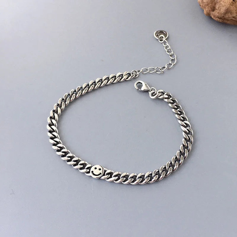 Foxanry Silver Bracelet for Women Charm Star Smiley Party Jewelry