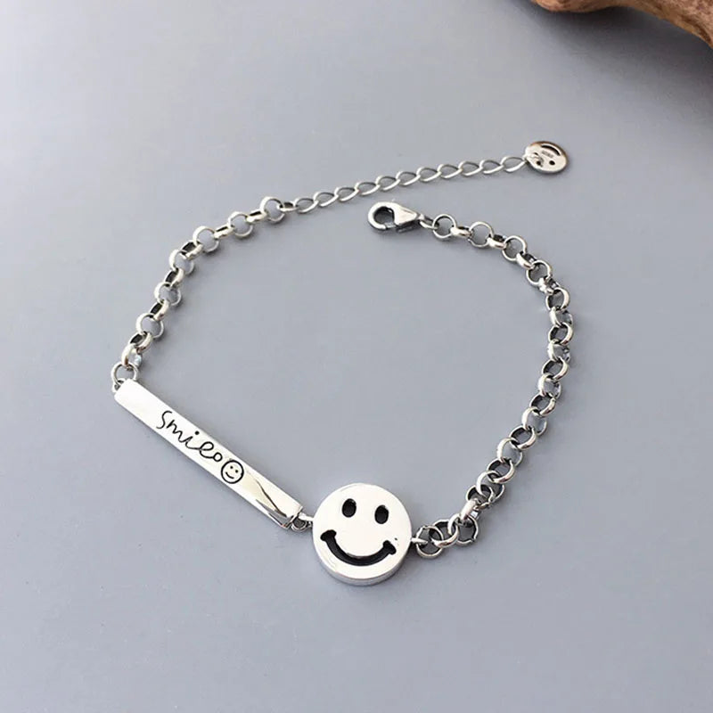Foxanry Silver Bracelet for Women Charm Star Smiley Party Jewelry