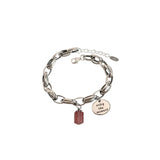 Foxanry Silver Bracelet Good Luck Pink Strawberry Party Jewelry