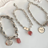 Foxanry Silver Bracelet Good Luck Pink Strawberry Party Jewelry