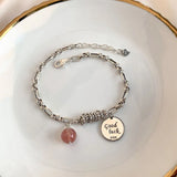 Foxanry Silver Bracelet Good Luck Pink Strawberry Party Jewelry