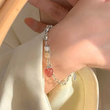 Foxanry Silver Bracelet Good Luck Pink Strawberry Party Jewelry