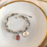 Foxanry Silver Bracelet Good Luck Pink Strawberry Party Jewelry