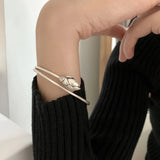 Foxanry Silver Bracelets Vintage Rose Flower Bangles Sweet Thai Silver Jewelry