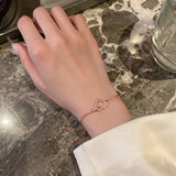 Foxanry Silver Bracelets for Women Zircon Hollow LOVE Heart Bride Jewelry