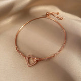 Foxanry Silver Bracelets for Women Zircon Hollow LOVE Heart Bride Jewelry