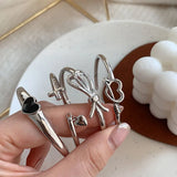 Foxanry Silver Bow Knot Bangle LOVE Heart Jewelry