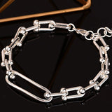 Foxanry Silver Chain Bracelet for Women Hollow Geometric Party Jewelry Gift