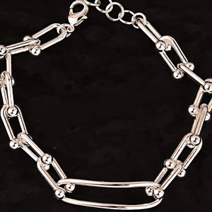 Foxanry Silver Chain Bracelet for Women Hollow Geometric Party Jewelry Gift