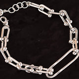 Foxanry Silver Chain Bracelet for Women Hollow Geometric Party Jewelry Gift