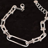 Foxanry Silver Chain Bracelet for Women Hollow Geometric Party Jewelry Gift