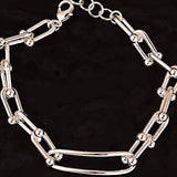 Foxanry Silver Chain Bracelet for Women Hollow Geometric Party Jewelry Gift