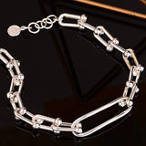 Foxanry Silver Chain Bracelet for Women Hollow Geometric Party Jewelry Gift