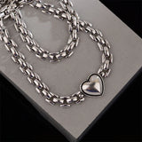Foxanry Silver Chain Bracelet for Couples Vintage Love Heart Geometric Jewelry