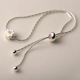 Foxanry Silver Daisy Flower Chain Bracelet for Women