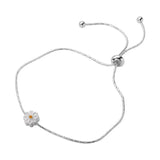 Foxanry Silver Daisy Flower Chain Bracelet for Women