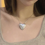 Foxanry Silver Necklace Love Heart Pendant Party Jewelry for Women